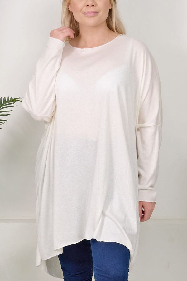 Plain Dipped Hem Viscose Top