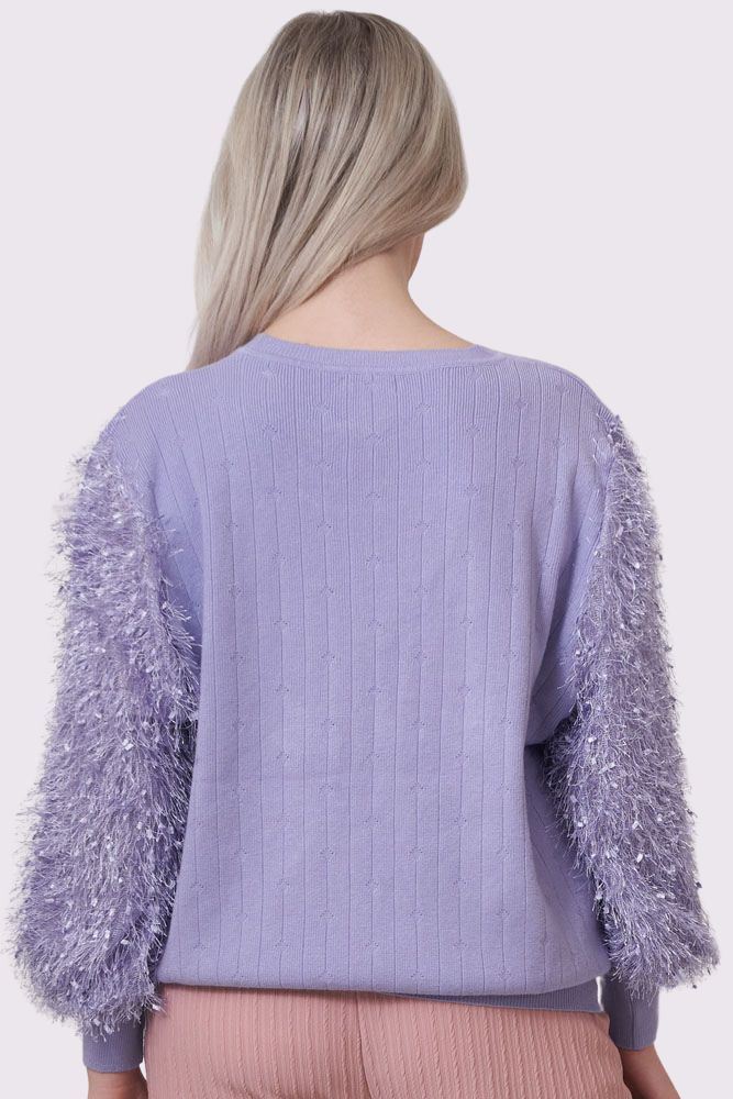 Diamante Fur Soft Knit Top