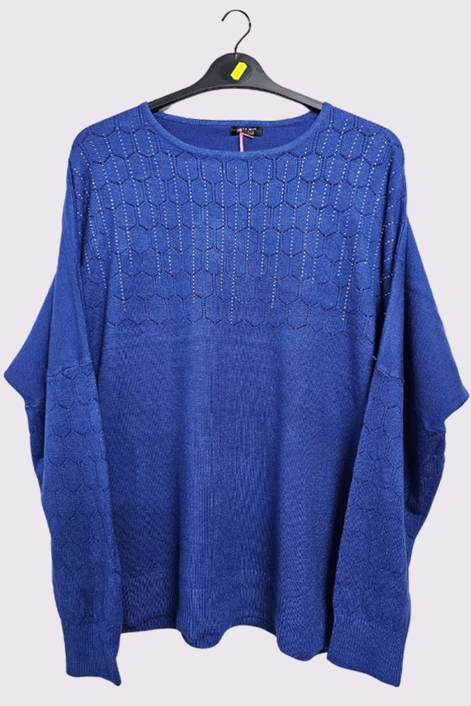 Diamante Cutwork Pattern Soft Knit Top