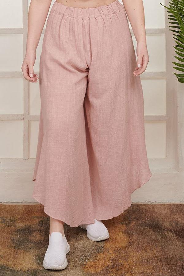 Plain Wide Leg Cotton Palazzo