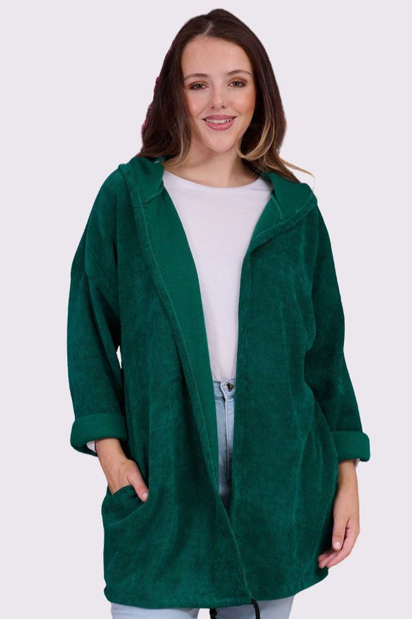 Plain Drawstring Hem Viscose Cardigan