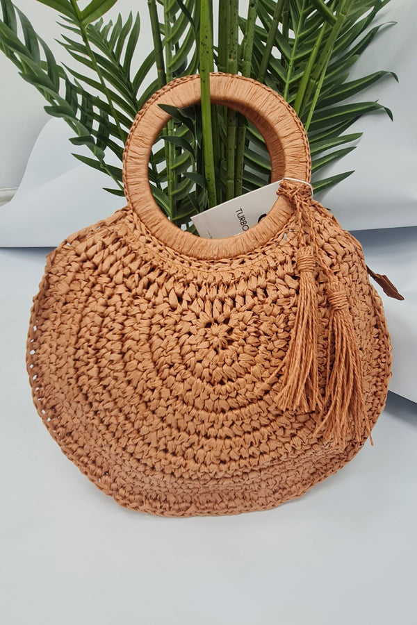 RoundRattan Straw Tote Bag