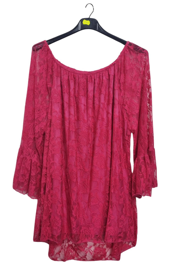 Floral Lace Pattern Asymmetrical Hem Top