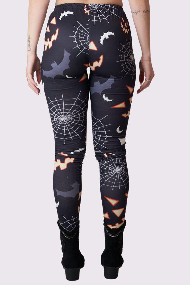 Scary Bats Print Halloween Leggings