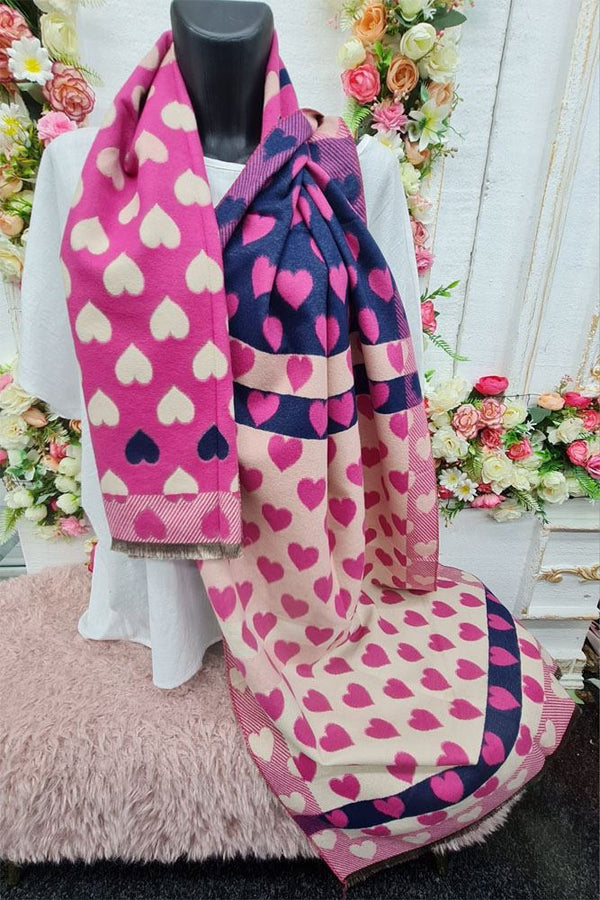 Heart Print Soft Feel Cashmere Scarves