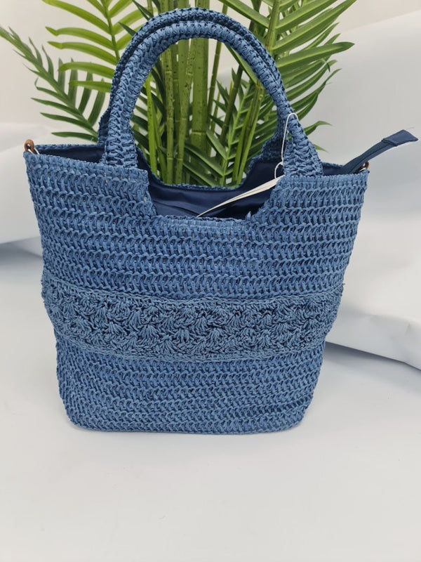 Straw Pattern Two Handle Shoulder Bag