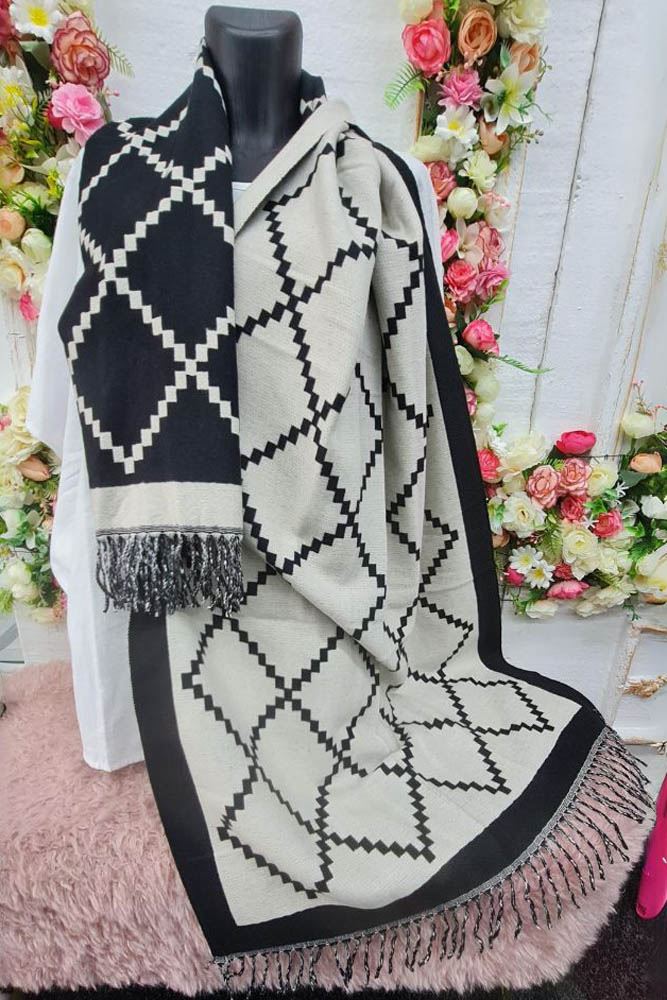 Geometric Print Soft Feel Tassel Scarves