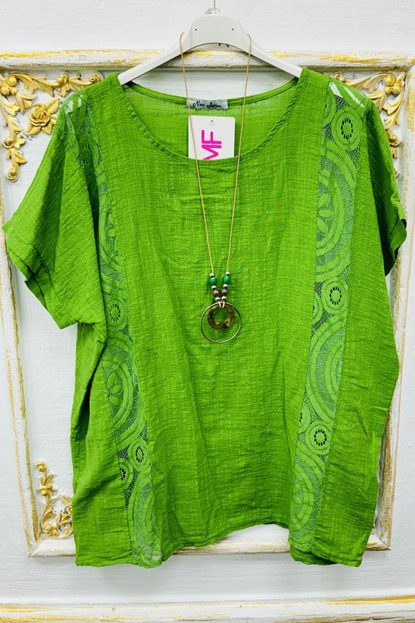 Plain Side Panel Necklace Cotton Top