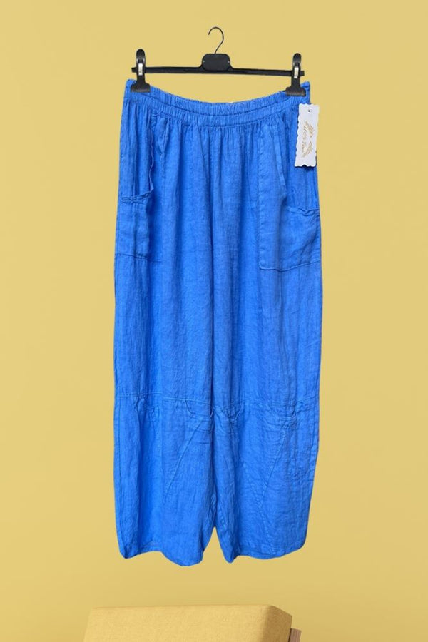 Plain Pockets Linen Trousers