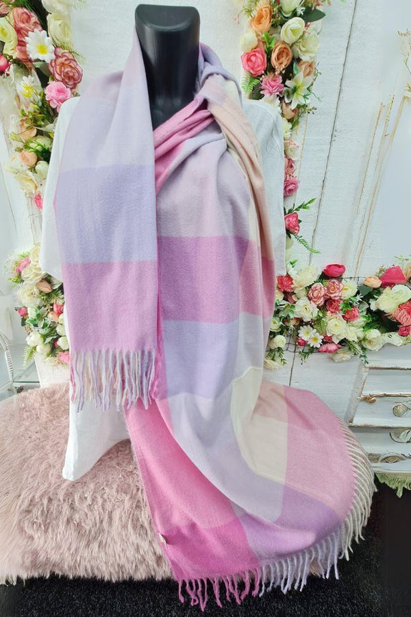 Multi Plaid Print Soft Feel Tassel Scarves