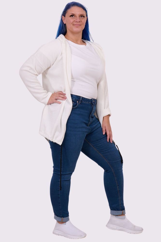 Plain Drawstring Hem Viscose Cardigan