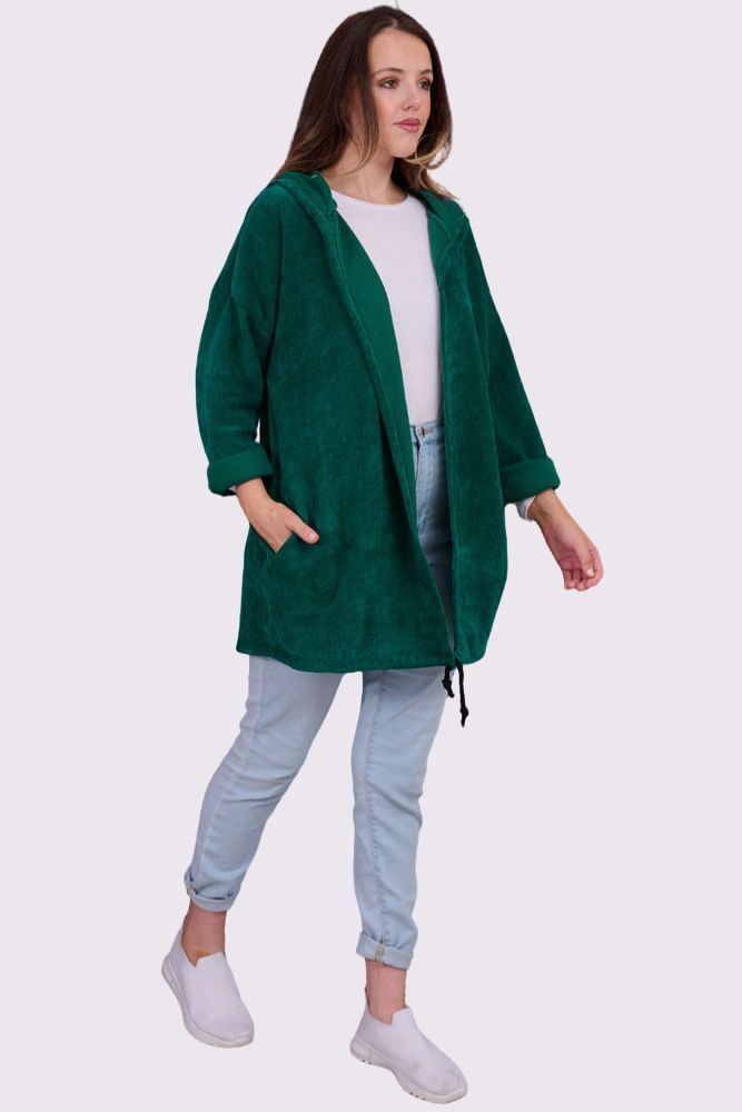 Plain Drawstring Hem Viscose Cardigan