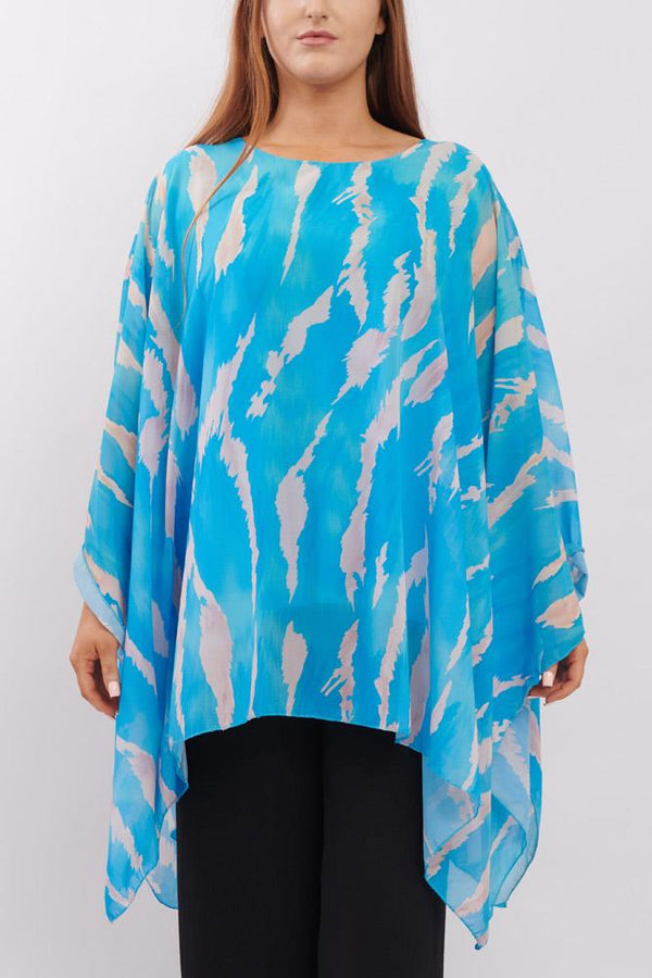 Zebra Print Asymmetric Hem Poncho