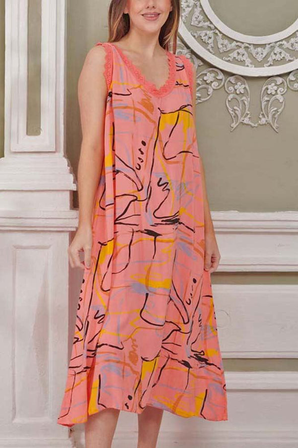 Abstract Lines Viscose Dress