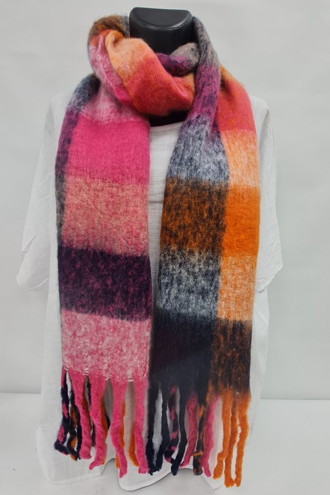 Check Print Soft Feel Tassel Scarves