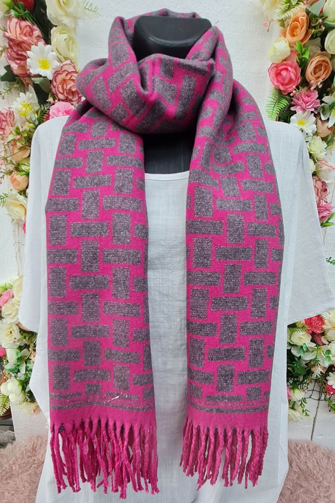 Geometric Print Soft Feel Tassel Scarves