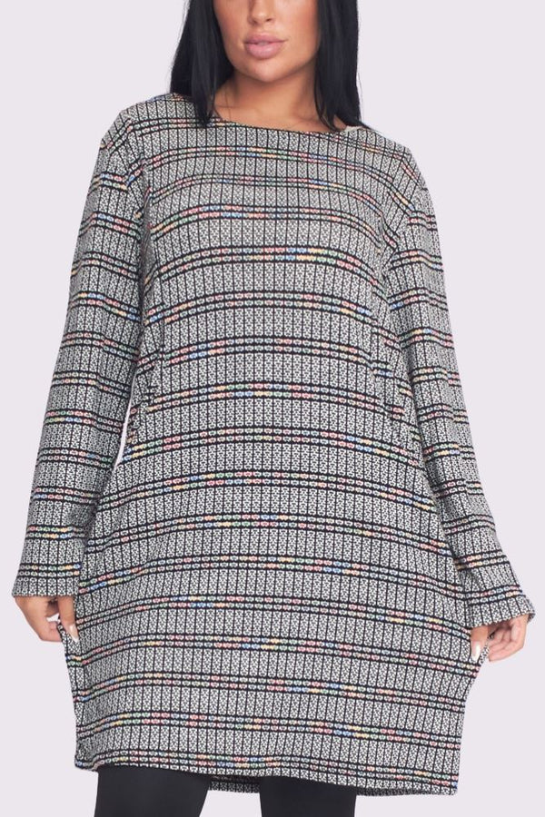 Multicoloured Stripes Front Pockets Top