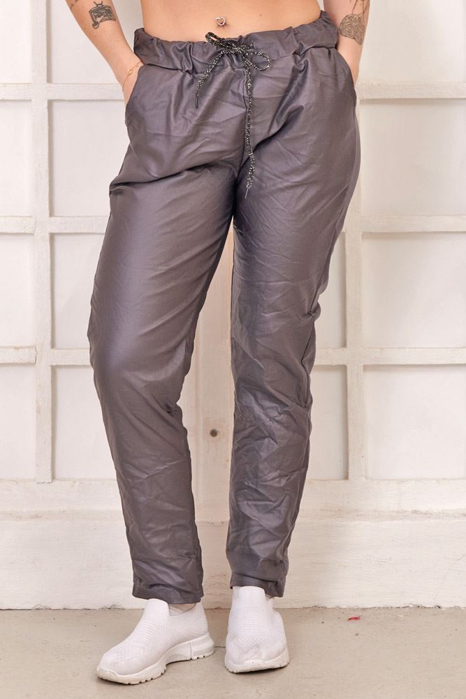 Plain Wet Look Pocket Viscose Legging