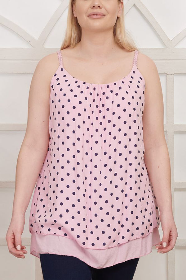 Polka Dot Print Viscose Top