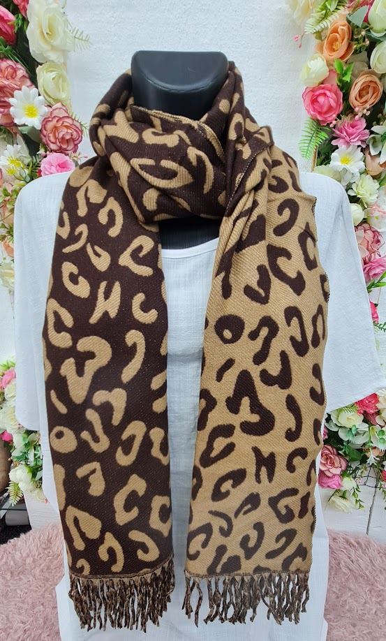 Leopard Print Soft Feel Tassel Scarves