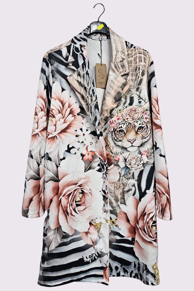 Multi Pattern Oversized Long Coat