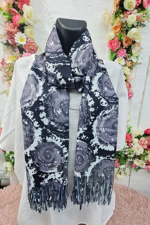 Tie Dye Swirl Print Soft Tassel Scarves