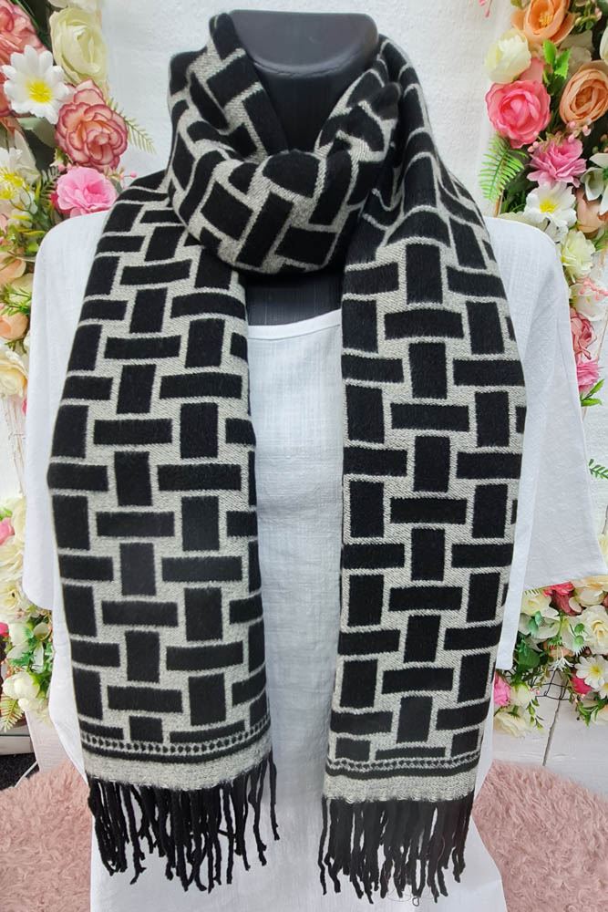 Geometric Print Soft Feel Tassel Scarves