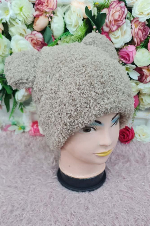 Faux Fur Bear Ear Soft Hat