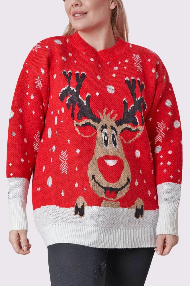 Womens Smiling Rudolph XMAS Jumper