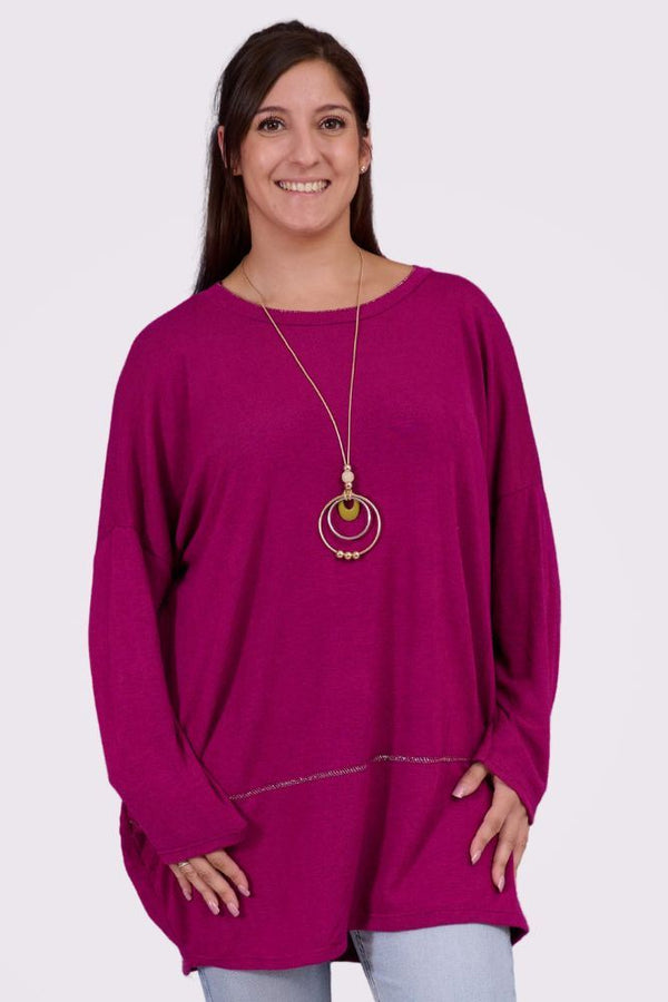 Plain Necklace Viscose Top