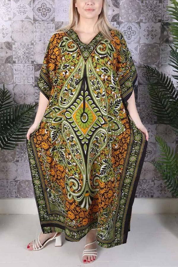 Paisley Print Polyester Kaftan