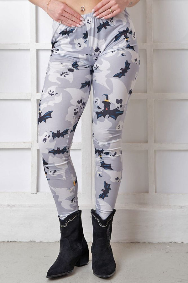 Witch Grey Print Halloween Leggings