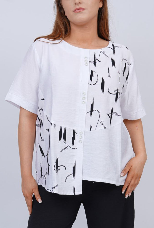 Abstract Print Front Split Button Top