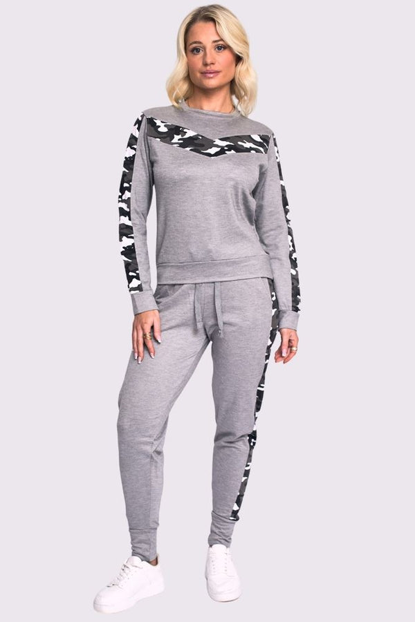 Camouflage Print Side Panel Loungwear Tracksuit