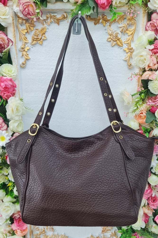 Leather Buckle Handle Shoulder Bag