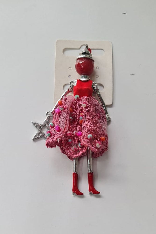 Beaded Star Doll Brooch