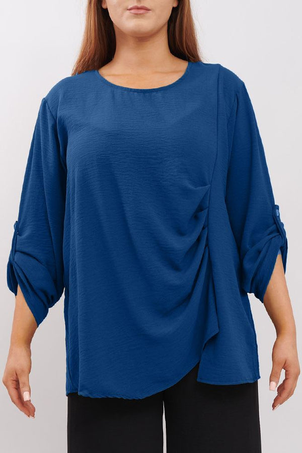 Plain Ruffle Front Top