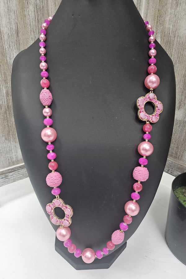 Floral Accents Beaded Statement Necklace