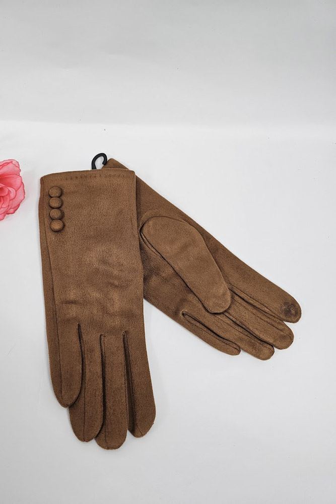 Soft Feel Button Detail Hem Gloves