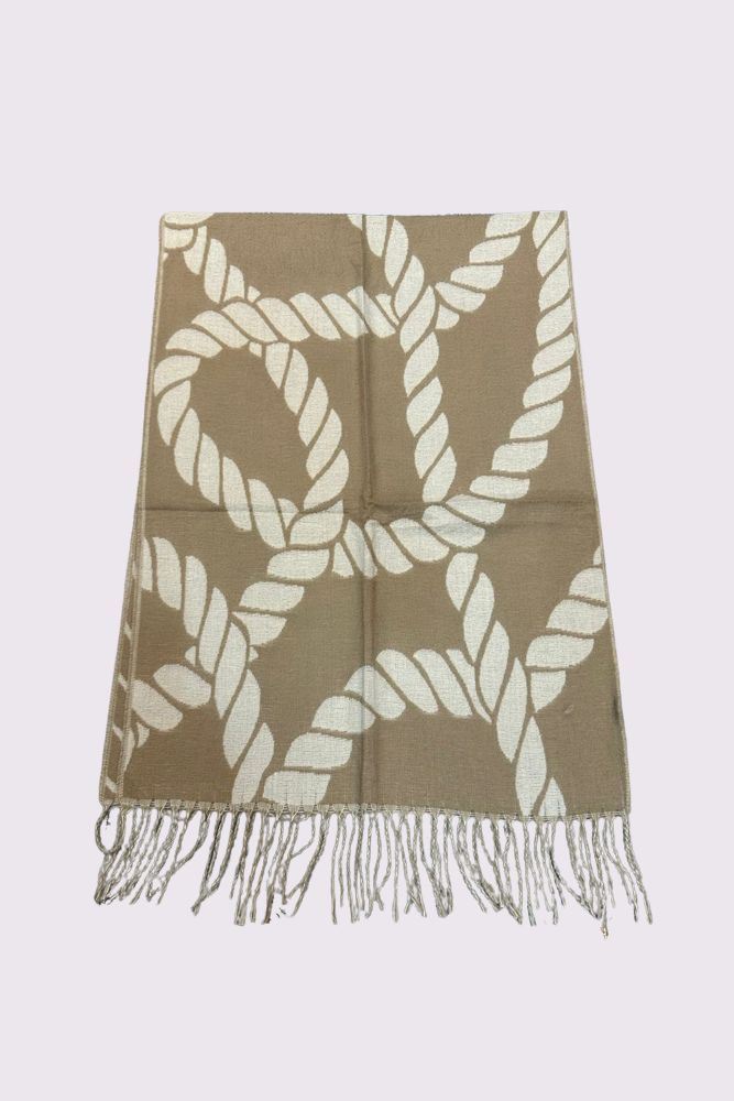 Abstract Ropes Print Soft Feel Tassel Scarves