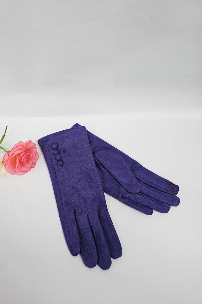 Soft Feel Button Detail Hem Gloves