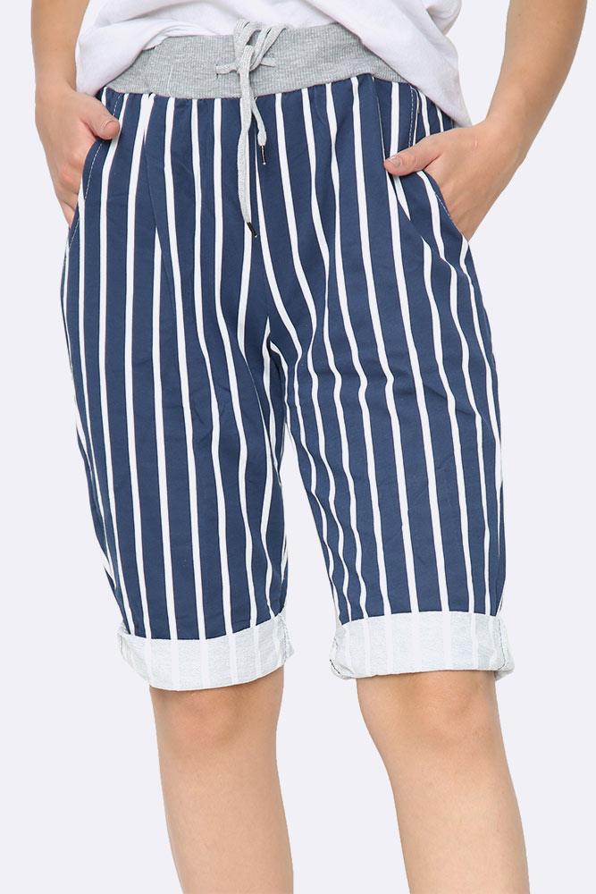 Italian Stripe Drawstring 3/4 Trouser