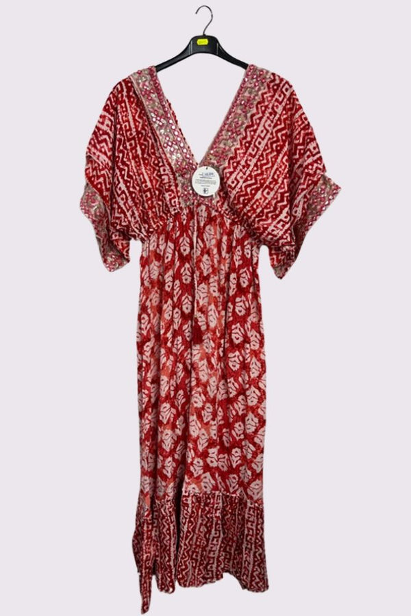 Tie Dye Geometric Print Bohemian Maxi Style Dress