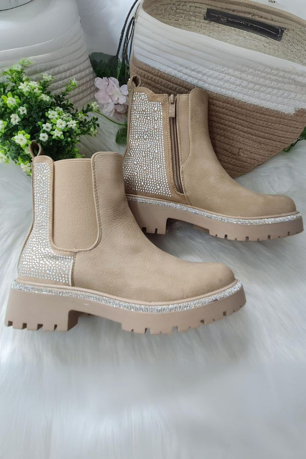 Diamante Zipped Ankle Boot