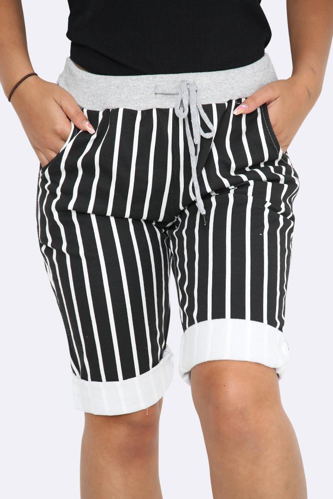 Italian Stripe Drawstring 3/4 Trouser