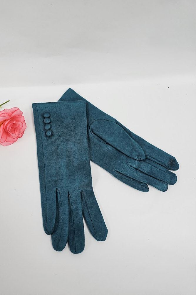 Soft Feel Button Detail Hem Gloves