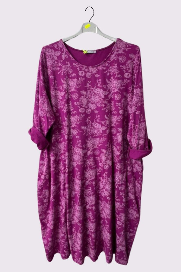 Floral Print Baggy Long Style Cotton Dress