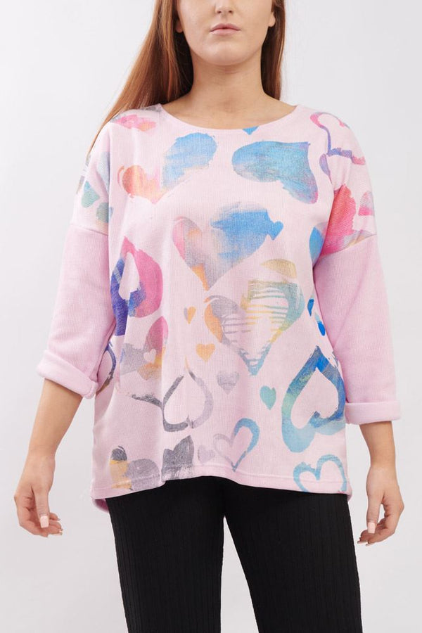 Tie Dye Heart Print Top