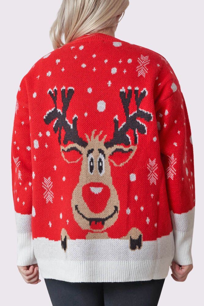 Womens Smiling Rudolph XMAS Jumper