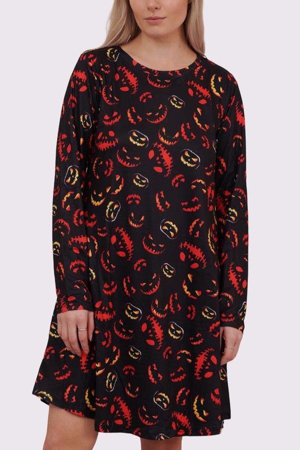 Scary Pumpkins Print Halloween Dress